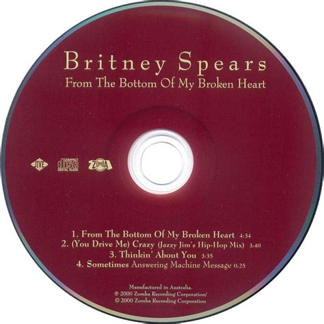 Carátula Cd De Britney Spears From The Bottom Of My Broken Heart Cd