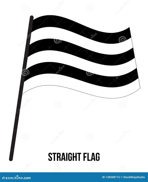 Straight Flag Waving Vector Illustration Designed With Correct Color