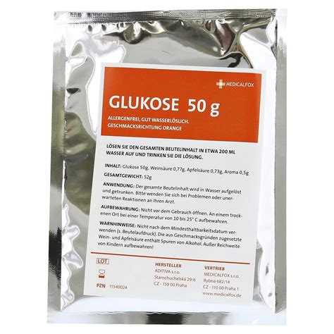 Get information about glucose, a simple sugar used to manage hypoglycemia and intervenous (iv) feeding. GLUKOSE 50 g Orange Plv.z.Her.e.Lsg.z.Einnehmen 50 Gramm ...