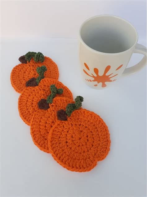 Crochet Pumpkin Coaster Halloween Coasters Fall Coasters Etsy