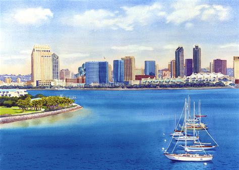 San Diego Skyline With Meridien Painting By Mary Helmreich Pixels
