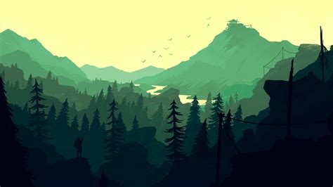 Pine Trees And Mountain Cartoon Photo Firewatch Video Games