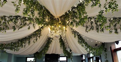 Ceiling Draping With Greenery Wedding Ceiling Decorations Wedding Ceiling Reception Ceiling