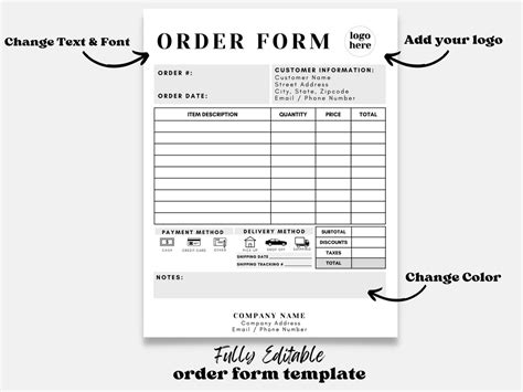 Order Form Template Custom Order Form Order Form Craft Order Form