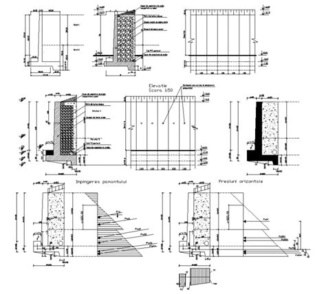 Retaining Wall And Foundation Section Plan Dwg File Cadbull My Xxx
