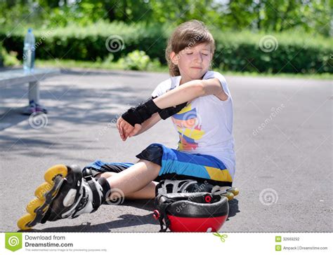 Young Girl Looking At Her Bruised Arm Stock Photo Image Of Child