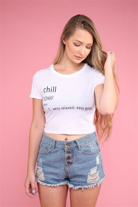 Chill Definition White Graphic Crop Top Graphic Crop Top Crop Tops Tops