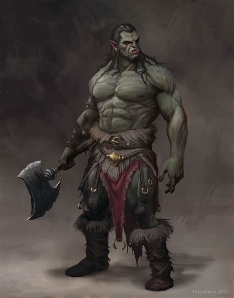 Gharrosh The Half Orc Barbarian Krzysztof Porchowski Jr Pathfinder