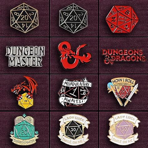 7 Style Punk Vintage Enamel Badge Dungeons And Dragons Pin Collection