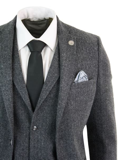 mens 3 piece tweed suit herringbone wool vintage retro peaky blinders 1920s ebay