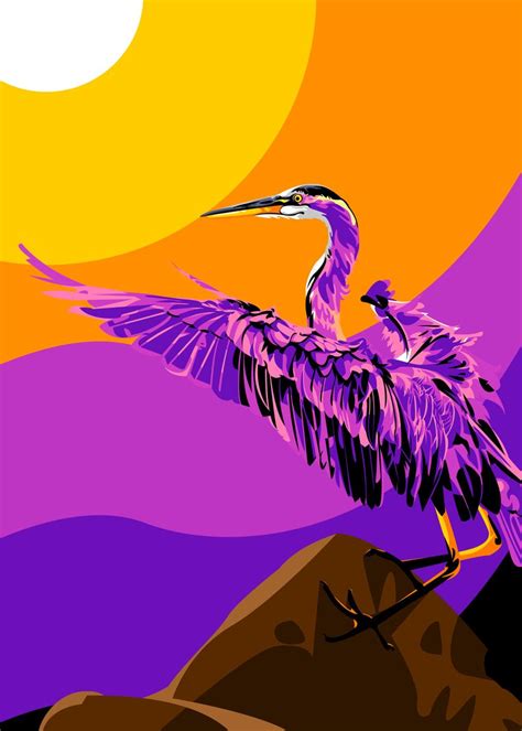 Big Purple Heron Vector Poster By Rjwltg Displate