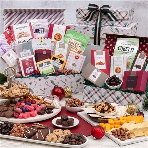 Deluxe Holiday Chocolate And Cookies Gift Tower Kudosz Gift Baskets
