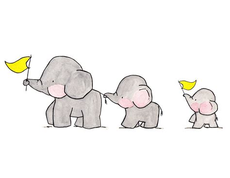 Elefanten Auf Paradearchivalische Druck Baby Elefant Zeichenvorlagen