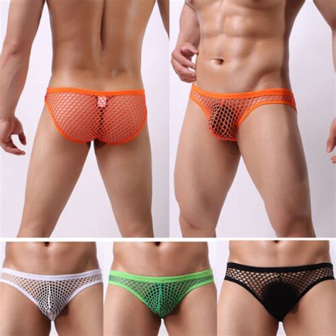Men S See Through Briefs Boxer Shorts Transparent Mesh Pouch Underwear Panties Ebay