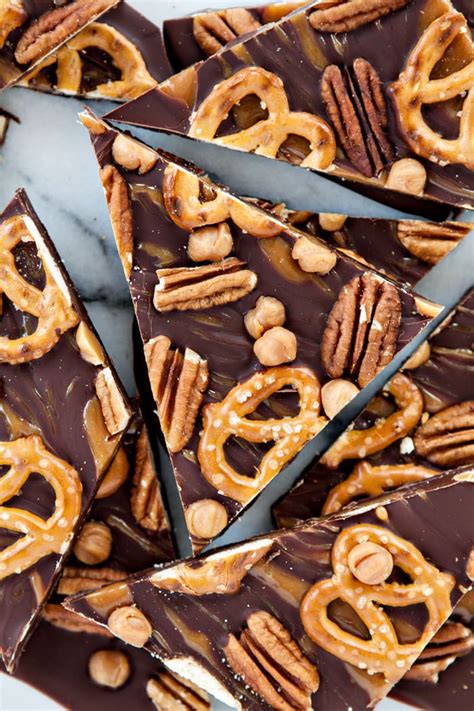 See more ideas about candy recipes, homemade candies, dessert recipes. Dark Chocolate Turtle Pretzel Bark | Good Life Eats