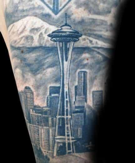 30 Seattle Skyline Tattoo Designs For Men City Ink Ideas