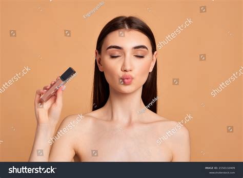 Woman Pouted Lips Holding Nude Lip Stock Photo Shutterstock