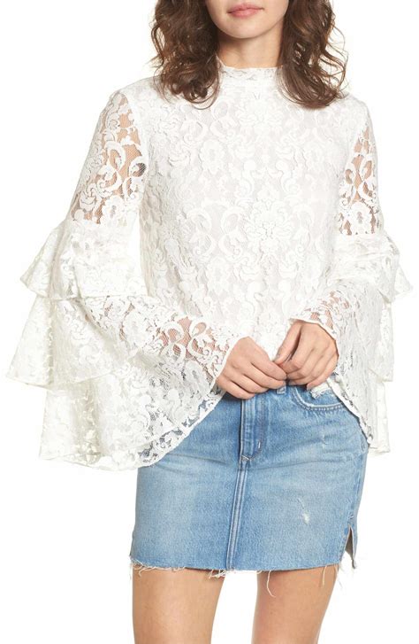 Leith Ruffle Sleeve Lace Top Nordstrom Beautiful Lace Tops Lace