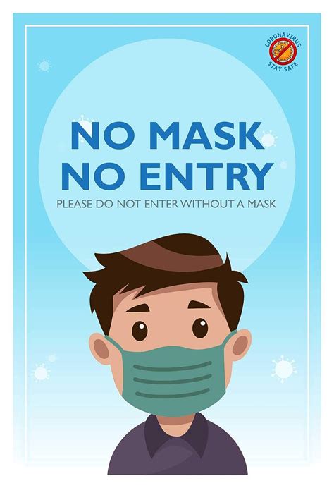 Josco Printers Corona Safety Poster No Mask No Entry 12x18 Inches