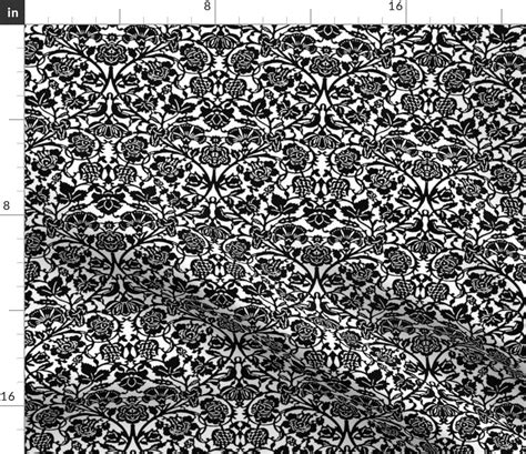 Black And White Flower Black White Vines Floral Spoonflower Fabric By
