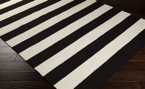 Stripe Area Rug in Black and White | Black area rugs, Area rugs, Wool area rugs