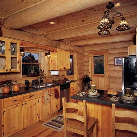 This small amish log cabin kit is reasonably priced, the plan is simple, and can be modified upon request. Log Cabin Kitchen Ideas 1 | Pine kitchen cabinets, Blue ...