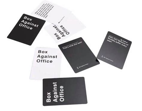 It contains 36 black cards and 144 white cards.card sizes are the standard 2.5x3.5 8 if the white cards are blank on the front so that you can add your own favorite office parts to your set! Cards Against Office - Buy Box with 180 Cards Inside - DuoCards
