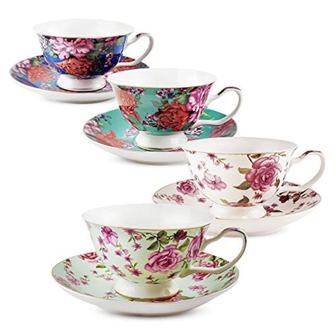 BTäT Tea Cups Tea Cups and Saucers Set of 6 Tea Set Floral Tea Cups