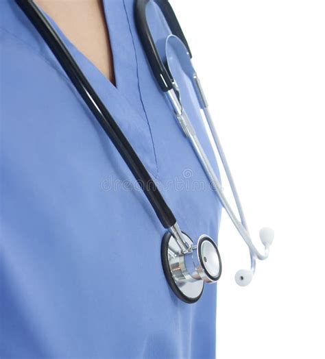 Nurse With Stethoscope And Scrub Stock Photo Image Of Closeup
