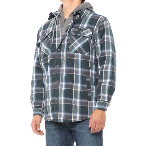 Smiths Workwear Sherpa Lined Hooded Flannel Shirt Jacket For Men