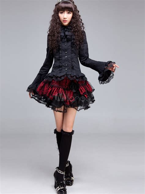 Black Polyester Gothic Lolita Blouse For Women Buy Online
