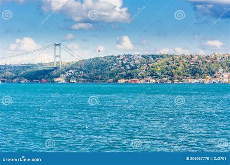 Fatih Sultan Mehmet Bridge With Background Of Bosphorus Strait
