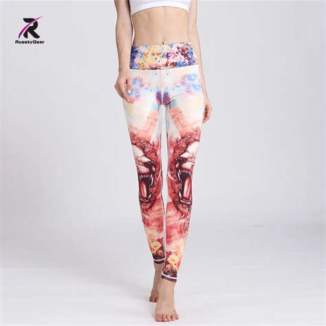 Women Sexy Yoga Pants Printed Dry Fit Sport Pants Elastic Fitness Gym Pants Workout Running