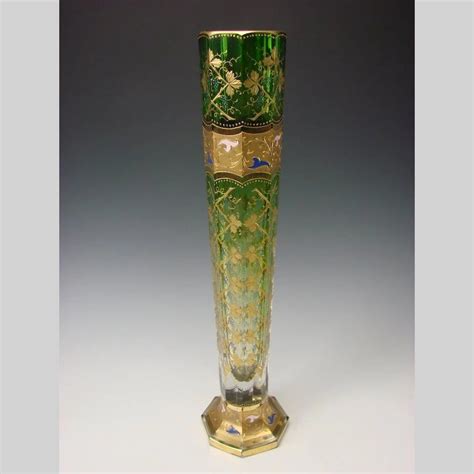 Rare Heavy 20 Moser Bohemian Enameled Raised Gilt Enamel Glass Vase Hide And Go Keep Ruby Lane
