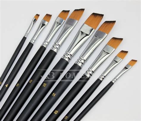 9pcsset Nylon Acrylic Oil Paint Brush Oblique Painting Brush For Oil