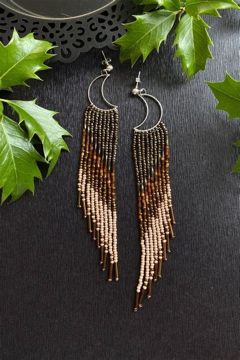These Medium Length Beaded Earrings Feature A Vintage Color Very