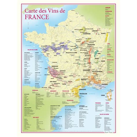Carte Des Vins De France Poster 30 X 40 Cm