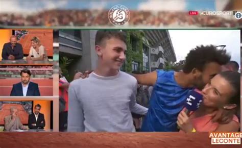 video french tennis player banned after repeatedly kissing tv interviewer live on air