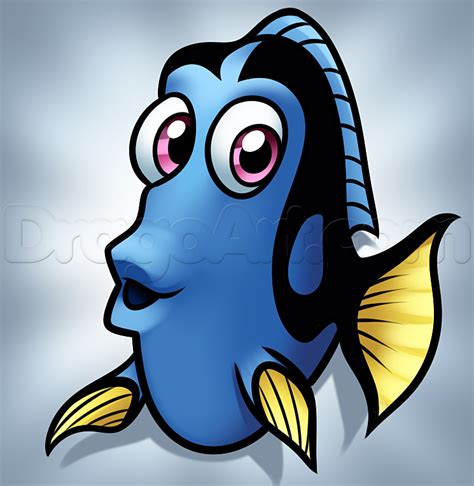 Drawing Dory Easy Step By Step Disney Characters Cartoons Draw Cartoon Characters Free