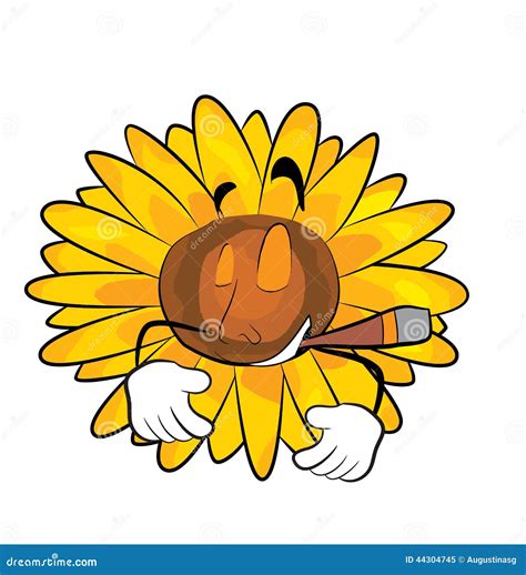 Smoking Sunflower Cartoon Stock Illustration Illustration Of Character