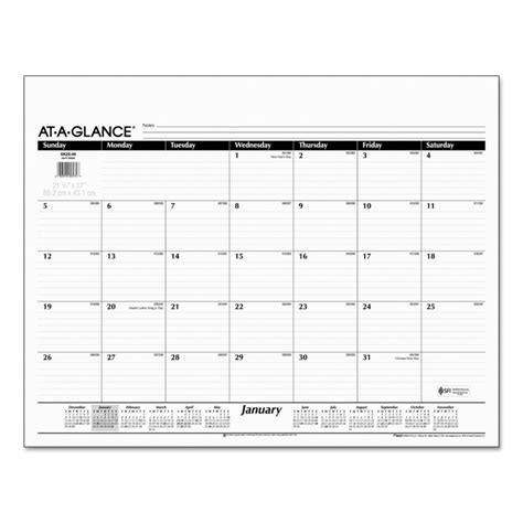 At A Glance One Color Monthly Desk Pad Calendar Refill Vwr