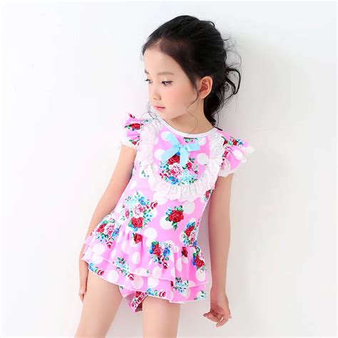 Cute Swimwear Little Girls Lace Swim Dress Children Swimsuit Kids