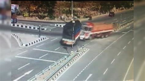 Caught On Camera Car Crushed Between 2 Trucks In Telangana 5 Dead