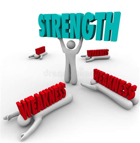 Strength Vs Weakness Person Lifting Word Strong Stock Illustration