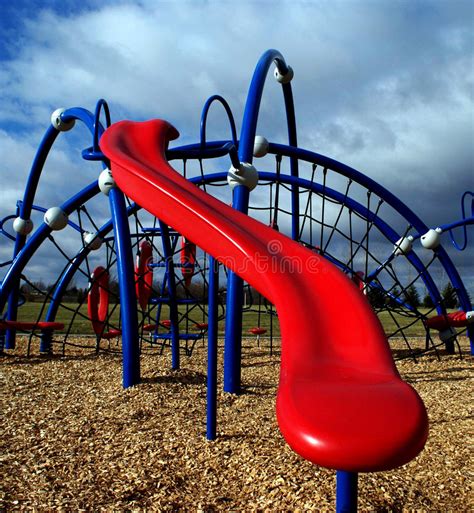 Big Red Slide Stock Photo Image Of Playground Rope Tongue 7304696
