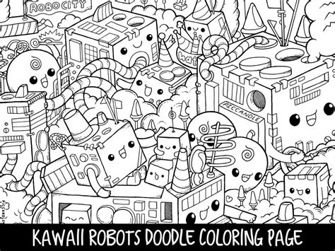 Coloring book 50 remarkable food coloring pages free healthy food. Robots Doodle Coloring Page Printable Cute/Kawaii Coloring ...