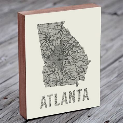 Atlanta Atlanta Art Atlanta Map Atlanta Map Art Wood Etsy Atlanta