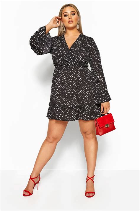 Limited Collection Black Polka Dot Wrap Dress Yours Clothing