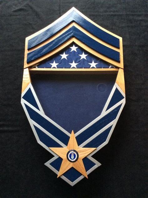 Handcrafted Air Force Shadow Box With Rank Chevron Silver And Etsy