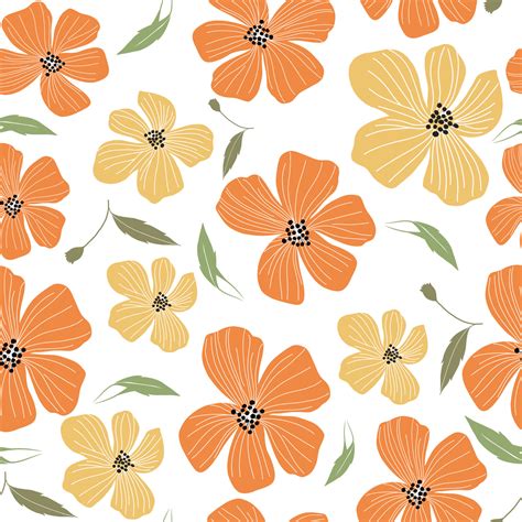 Flowers And Leaves Seamless Pattern Fabric Colorful Illustration